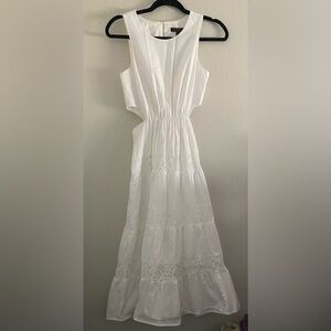 Banana Republic White MIDI Dress Cut Out Eyelet boho resort tropical